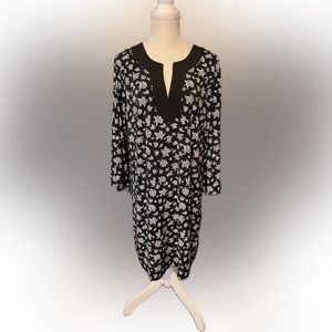 Michael Kors women’s XL lovely black shift dress with white flowers.